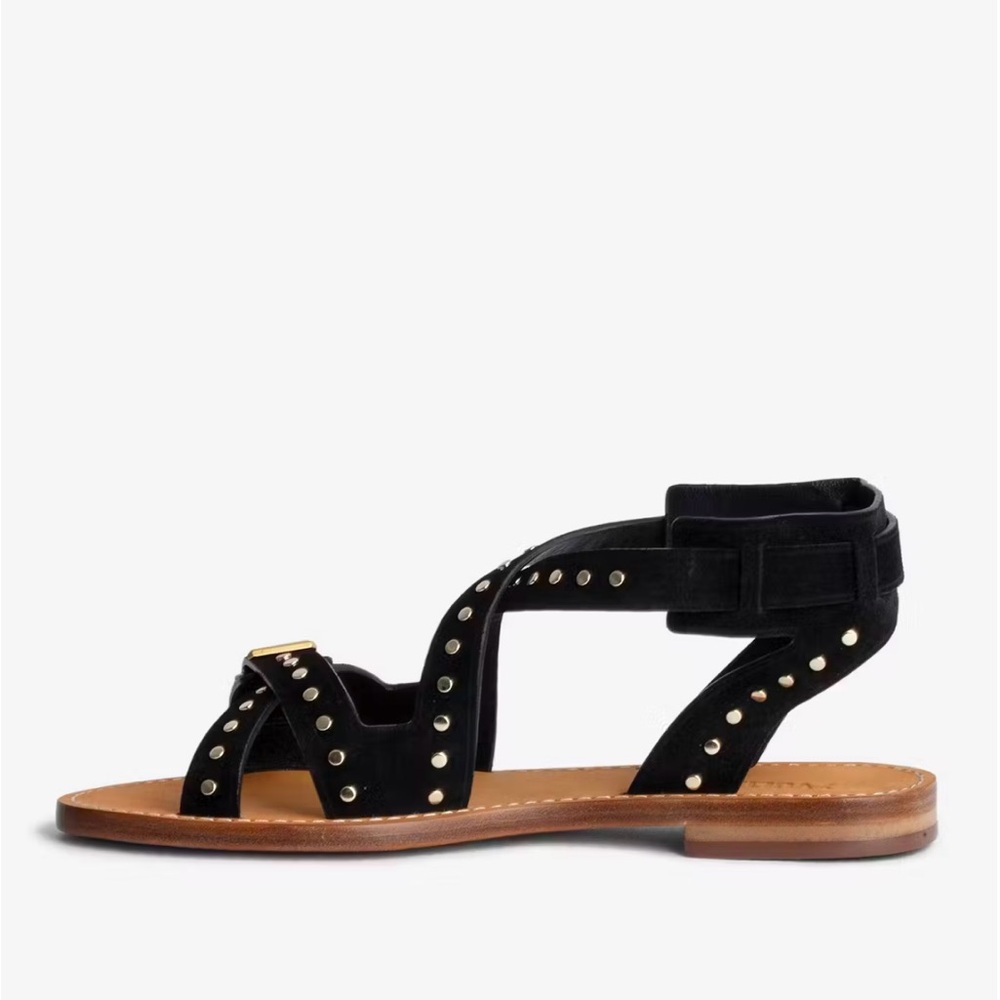 Zadig&Voltaire Cecilia Studs Black Suede Caprese Sandals NWB